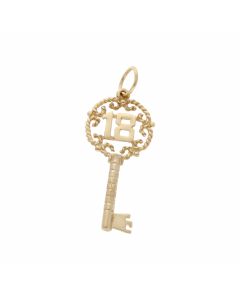 Pre-Owned 9ct Yellow Gold Age 18 Key Pendant
