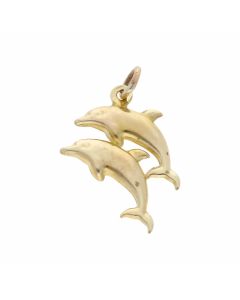 Pre-Owned 9ct Yellow Gold Hollow Double Dolphin Charm