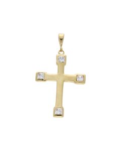 Pre-Owned 14ct Gold Cubic Zirconia Set Cross Pendant