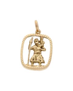 Pre-Owned 9ct Yellow Gold Cutout Open St.Christopher Pendant