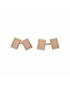 Pre-Owned 9ct Yellow Gold Framed Edge Rectangle Cufflinks