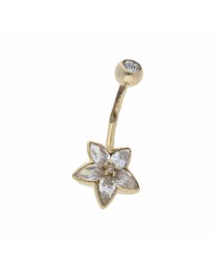Pre-Owned 9ct Yellow Gold Cubic Zirconia Star Belly Bar