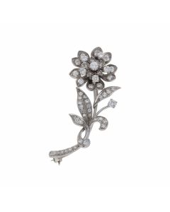 Pre-Owned 9ct White Gold Vintage Style Diamond Flower Brooch