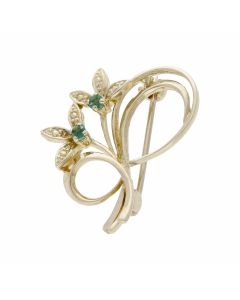 Pre-Owned 9ct Yellow Gold Gemstone Set Floral Brooch