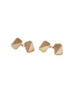 Pre-Owned 9ct Yellow Gold Half Patterned Cufflinks
