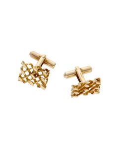 Pre-Owned 9ct Yellow Gold Lattice Rectangle Cufflinks