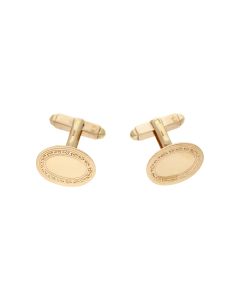 Pre-Owned 9ct Yellow Gold Patterned Edge Oval Cufflinks