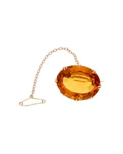 Pre-Owned 9ct Yellow Gold Large Oval Citrine Brooch