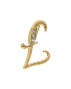 Pre-Owned 18ct Yellow Gold Gemstone Set £ Sign Brooch