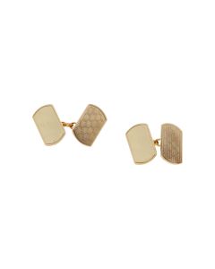 Pre-Owned 9ct Yellow Gold Patterned & Polished Cufflinks
