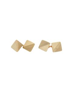 Pre-Owned 9ct Yellow Gold Part Patterned Square Cufflinks