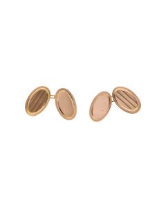 Pre-Owned 9ct Gold Patterned Oval Cufflinks