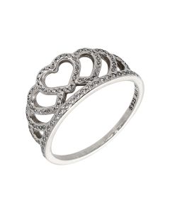 Pre-Owned Pandora Silver Gemstone Hearts Tiara Ring