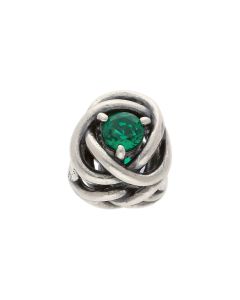 Pre-Owned Pandora Silver Green Gemstone Set Knot Charm