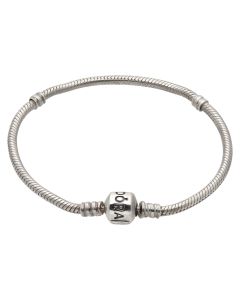 Pre-Owned Pandora Silver Barrel Clasp Snake Link Bracelet
