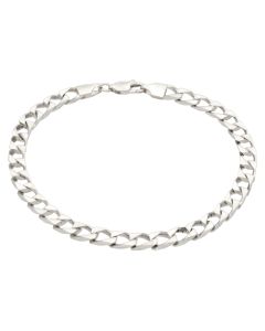 Pre-Owned Silver 8 Inch Square Curb Bracelet