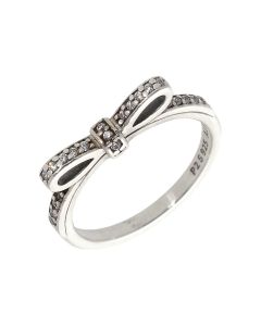 Pre-Owned Pandora Silver Gemstone Set Bow Ring