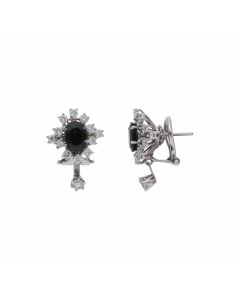 Pre-Owned 18ct White Gold Sapphire & Diamond Cluster Earrings