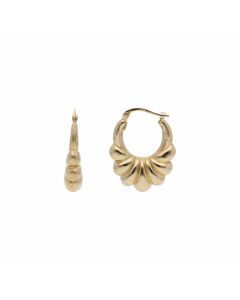 Pre-Owned 9ct Yellow Gold Ribbed Fan Creole Earrings