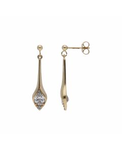Pre-Owned 9ct Yellow Gold Cubic Zirconia Drop Earrings