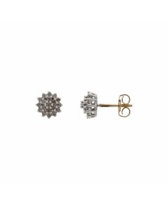 Pre-Owned 9ct Gold 0.25 Carat Diamond Cluster Stud Earrings