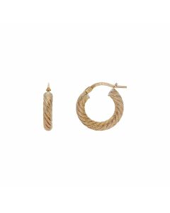 Pre-Owned 9ct Yellow Gold Textured Twist Hoop Creole Earrings