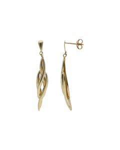 Pre-Owned 9ct Yellow Gold Hollow Wave Drop Earrings