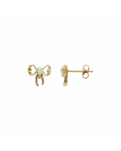 Pre-Owned 18ct Gold Gemstone Set Ribbon Bow Stud Earrings
