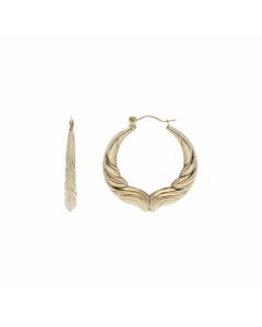 Pre-Owned 9ct Yellow Gold Wave Creole Earrings