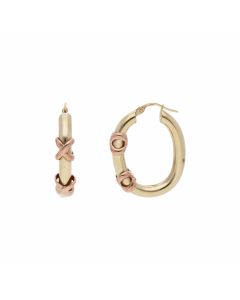 Pre-Owned 9ct Yellow & Rose Gold Oval Kiss Creole Earrings