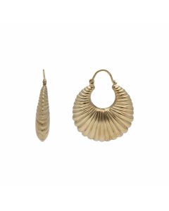 Pre-Owned 9ct Yellow Gold Ribbed Shell Creole Earrings