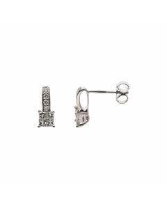 Pre-Owned 9ct White Gold Mixed Cut Diamond Drop Stud Earrings