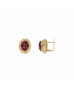 Pre-Owned 14ct Yellow Gold Lever Back Gemstone Stud Earrings
