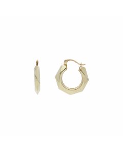 Pre-Owned 9ct Yellow Gold Faceted Creole Earrings