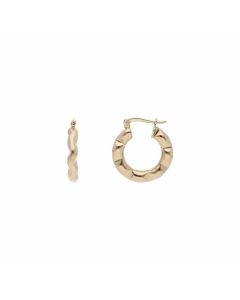 Pre-Owned 9ct Yellow Gold Wave Hoop Creole Earrings