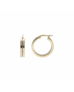 Pre-Owned 9ct Yellow & White Gold Hoop Creole Earrings