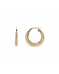 Pre-Owned 9ct Yellow Gold Scroll Hoop Creole Earrings