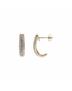 Pre-Owned 9ct Gold Diamond Set Half Hoop Stud Earrings