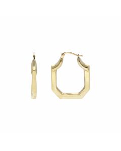 Pre-Owned 9ct Yellow Gold Fancy Squared Creole Earrings