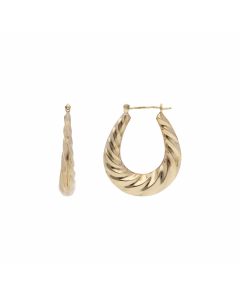 Pre-Owned 9ct Yellow Gold Oval Wave Twist Creole Earrings