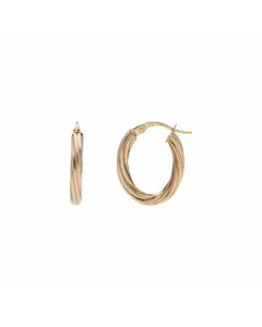 Pre-Owned 9ct Yellow Gold Oval Twist Creole Earrings