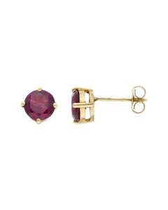 Pre-Owned 9ct Yellow Gold Purple Cubic Zirconia Stud Earrings