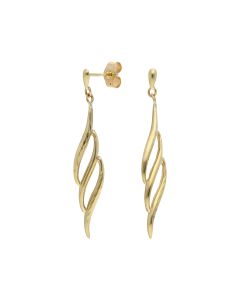 Pre-Owned 9ct Gold Lightweight Hollow Wave Drop Earrings