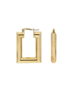 Pre-Owned 9ct Yellow Gold Rectangle Tube Creole Earrings
