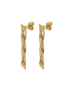 Pre-Owned 18ct Yellow Rose & White Gold Woven Drop Earrings
