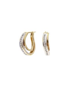 Pre-Owned 9ct Gold 0.25ct Diamond Double Wave Creole Earrings