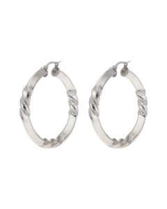 Pre-Owned 9ct White Gold Part Twist Hoop Creole Earrings