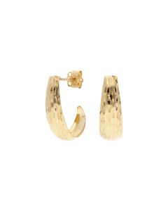 Pre-Owned 9ct Yellow Gold Patterned Curved Drop Earrings