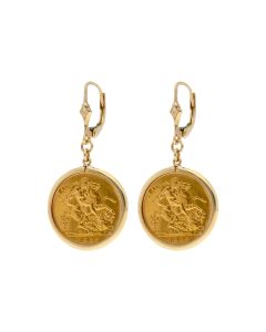 Pre-Owned 1982 Half Sovereign Coins In 9ct Gold Earring Mounts