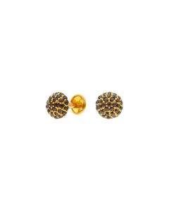 Pre-Owned 22ct Gold Black Cubic Zirconia Domed Stud Earrings